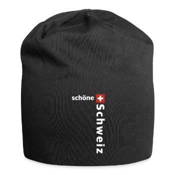 Schöne Schweiz | Tourismus, Fondue, Ski fahren - Jersey-Beanie - Schwarz - Vorne