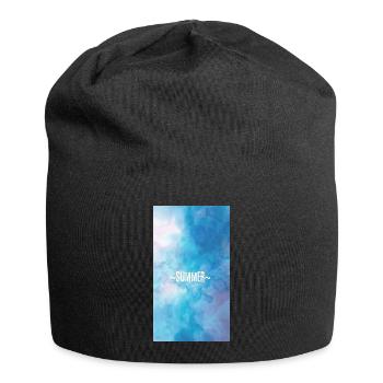 Abstraktes aquatisches Sommerdesign~Sommer~ - Jersey-Beanie - Schwarz - Vorne
