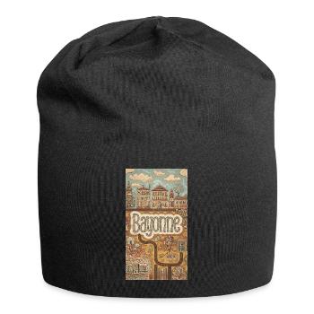 Bayonne Whimsical Townscape France - Jersey Beanie - black - Front