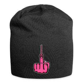 Fuck You Bohrer – Rosa Mittelfinger - Jersey-Beanie - Schwarz - Vorne