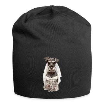 Schnauzer Braut mit Blumen - Jersey-Beanie - Schwarz - Vorne
