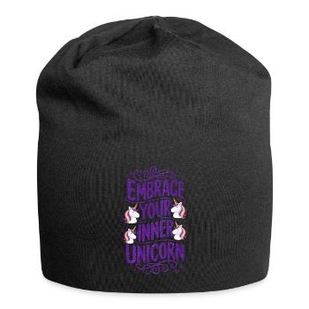 Umarme dein inneres Einhorn - Jersey-Beanie - Schwarz - Vorne