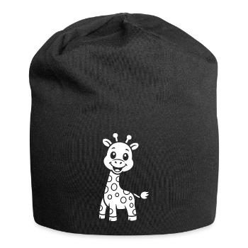Giraffe Silhouette Kids Safari Motif - Jersey Beanie - black - Front