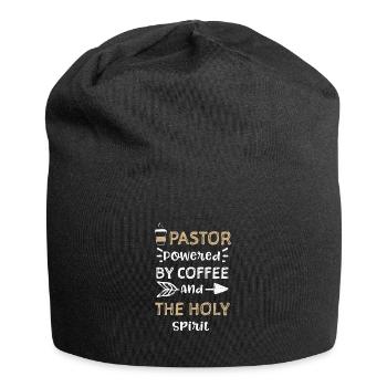 Pastor Powered By Coffee And The... - Jersey-Beanie - Schwarz - Vorne