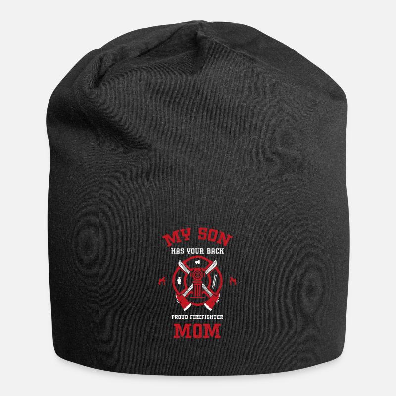 My Son Has Your Back Proud Firef... - Jersey Beanie - black