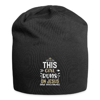 This girl runs on Jesus and full... - Jersey Beanie - black - Front