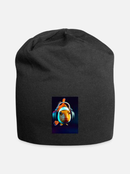 Clownfisch Kopfhörer - Jersey-Beanie - Schwarz