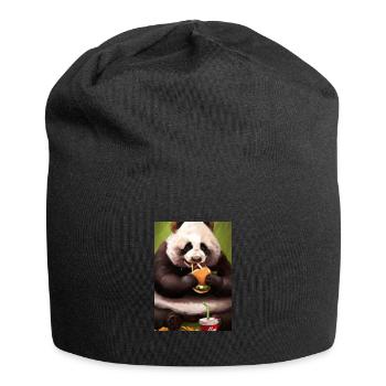Panda isst Fast Food - Jersey-Beanie - Schwarz - Vorne