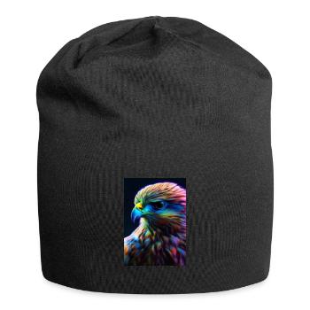 Buntes Vogelgesicht - Jersey-Beanie - Schwarz - Vorne