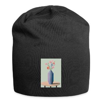 Fancy Blumen Vase - Jersey-Beanie - Schwarz - Vorne