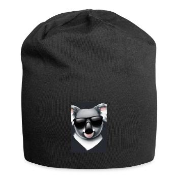 Koala mit Sonnenbrille - Jersey-Beanie - Schwarz - Vorne