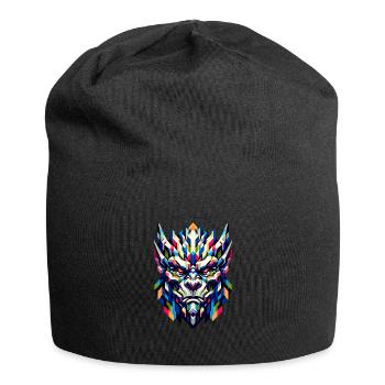 Geometrischer Gargoyle: Farbenfrohe abstrakte Kunst - Jersey-Beanie - Schwarz - Vorne