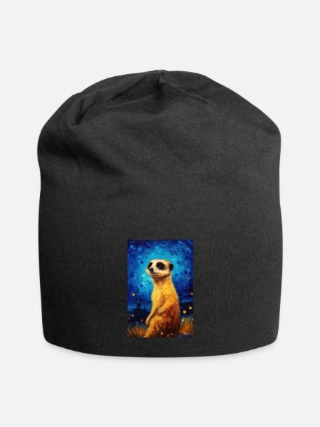 Erdmännchen - Jersey-Beanie - Schwarz