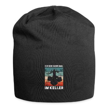 Ich bin dann mal im Keller - Drummer Geschenk - Jersey-Beanie - Schwarz - Vorne