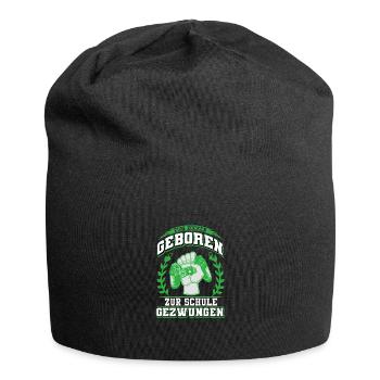 Zum Zocken Geboren Zur Schule Gezwungen - Lustiges - Jersey-Beanie - Schwarz - Vorne