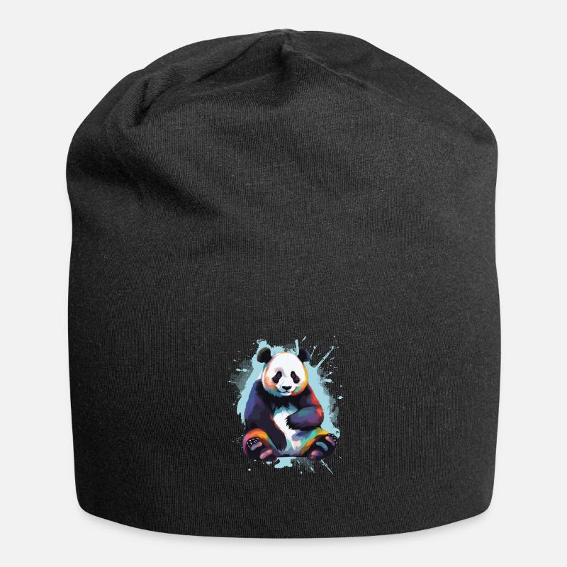 Panda - Jersey-Beanie - Schwarz
