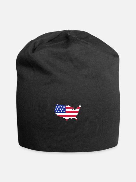Stars and Stripes of USA, United States of America - Jersey Beanie - black