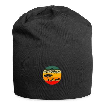 Berg Wandern Wald Tier Geschenk Retro Fuchs - Jersey-Beanie - Schwarz - Vorne