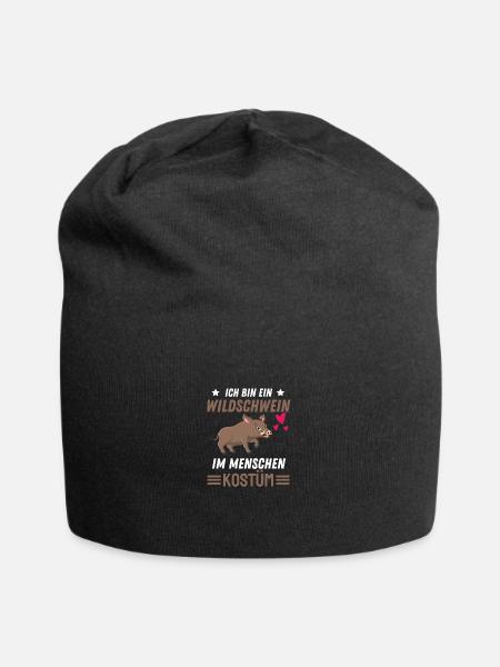 Wildschwein Kostüm Party Geschenk Tier Wildschwein - Jersey-Beanie - Schwarz