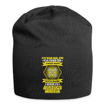 Aufzugsmonteur Aufzugsmechaniker Elevator Mechanic - Jersey-Beanie - Schwarz - Vorne