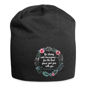 Be Brave and Strong Moses 31 6 Flowers Bible Saying - Jersey Beanie - black - Front