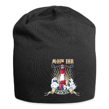Leuchtturm Wellen Meer Moin ihr Spacken - Jersey-Beanie - Schwarz - Vorne