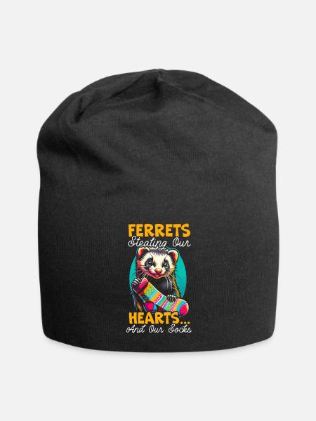 Lustiges Frettchen-liebhaber-wiesel-säugetier-tier - Jersey-Beanie - Schwarz