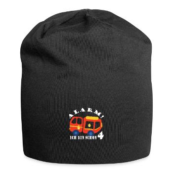 Alarm ich bin schon 4 Feuerwehr - Jersey-Beanie - Schwarz - Vorne