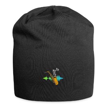 Music Note Saxophonist Gift Soundwave Saxophone - Jersey Beanie - black - Front