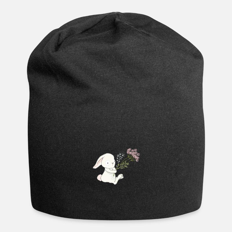 Bunny holding flower 01 - Jersey-Beanie - Schwarz