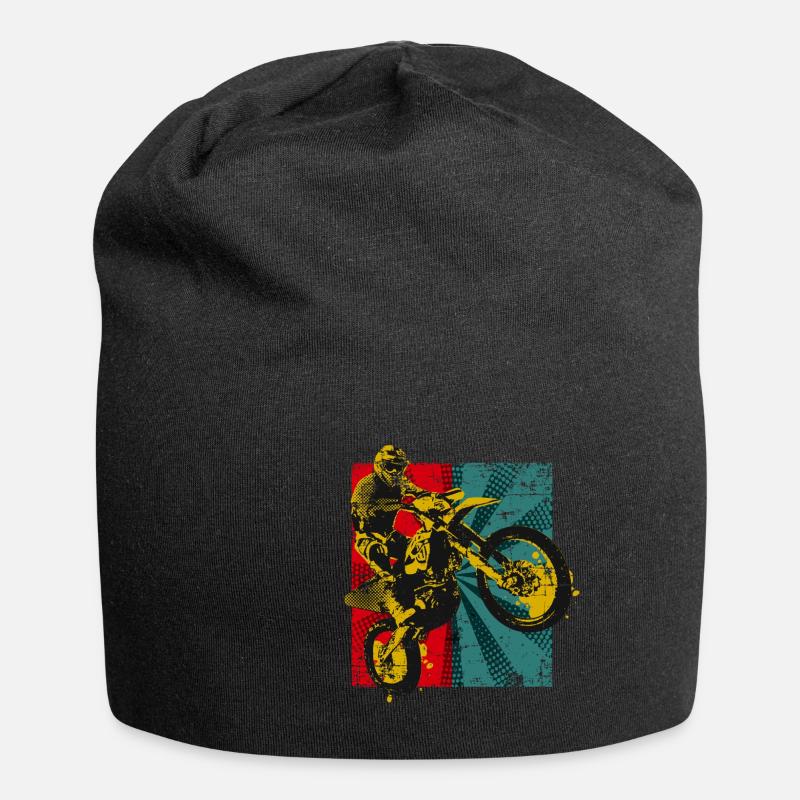 Motocross Retro Geschenk - Jersey-Beanie - Schwarz