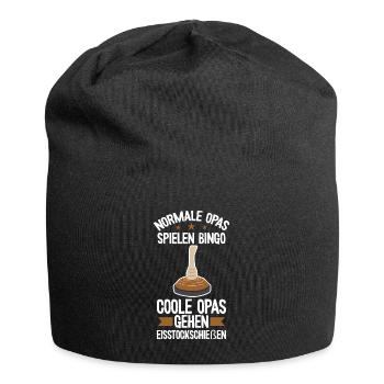 Eisstockschießen coole Opas Stockschießen Eisstock - Jersey-Beanie - Schwarz - Vorne
