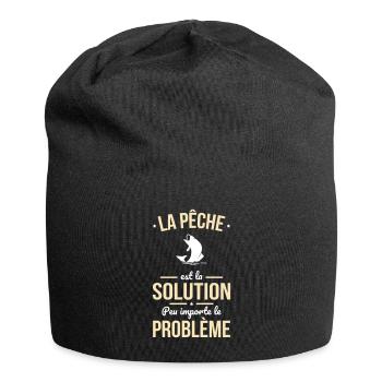 La pêche est la solution peu importe le problème - Bonnet en jersey - noir - Devant