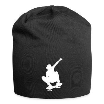 Skater Silhouette Skateboarder Sk8ter Skaten - Jersey-Beanie - Schwarz - Vorne