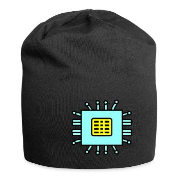 Icône de puce d’ordinateur numérique - Bonnet en jersey - noir - Devant