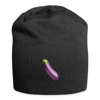 Eggplant Emoji Vegetables Healthy Fun Funny Humor - Jersey Beanie - black - Front