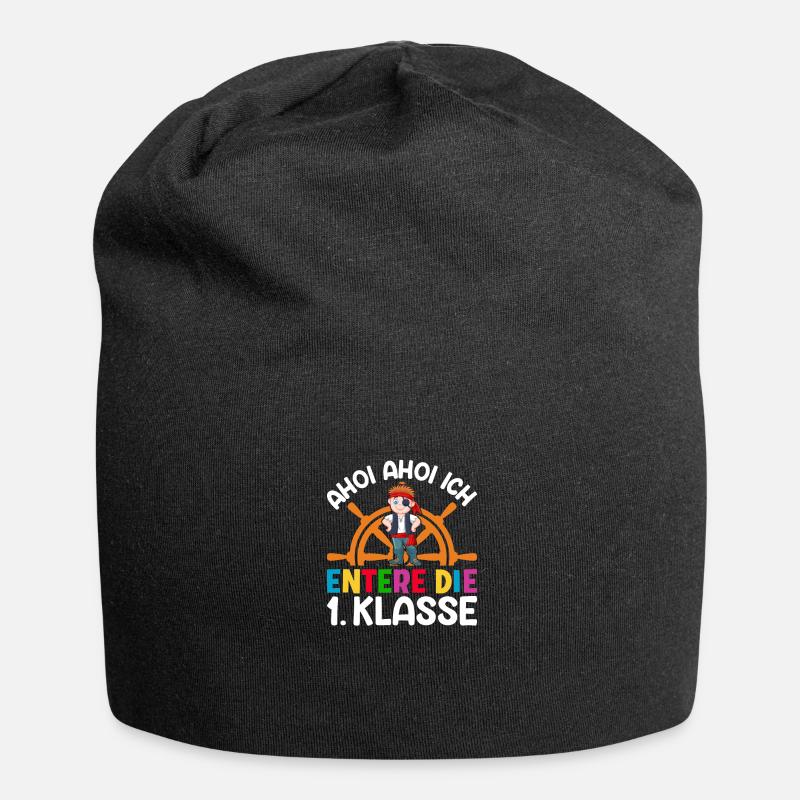 Schulanfang Schulkind Geschenk Pirat - Jersey-Beanie - Schwarz