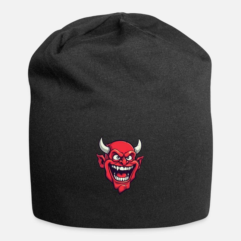 Halloween Demon Devil Head - Jersey Beanie - black