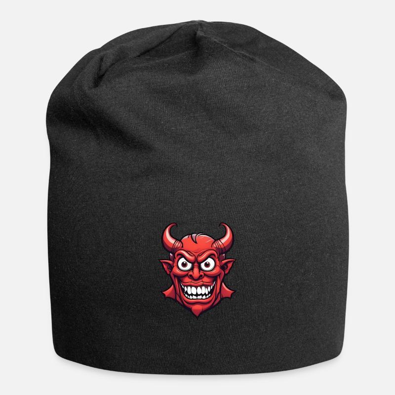 Halloween Demon Devil Head - Jersey Beanie - black