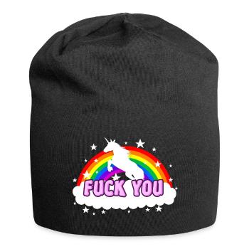 Unicorn fuck you - Jersey-Beanie - Schwarz - Vorne