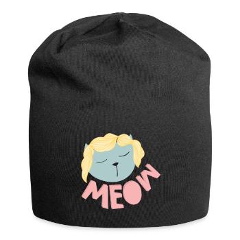MEOW Katze Shirt - Jersey-Beanie - Schwarz - Vorne