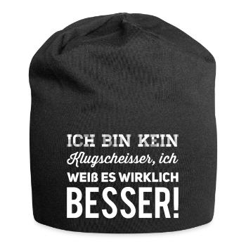 ich bin kein Klugscheisser - weiss - Jersey-Beanie - Schwarz - Vorne