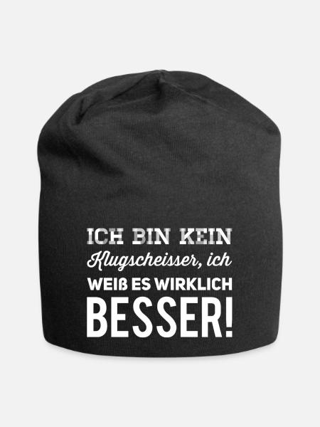 ich bin kein Klugscheisser - weiss - Jersey-Beanie - Schwarz