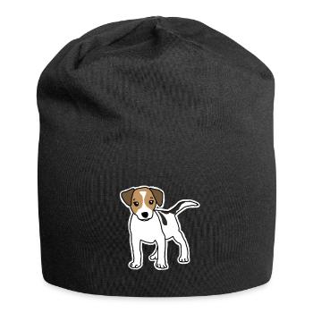 Jack Russell Terrier Welpe mit weißer Umrandung - Jersey-Beanie - Schwarz - Vorne