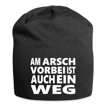 Cooler Spruch - Jersey-Beanie - Schwarz - Vorne