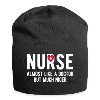 Krankenschwester - Jersey-Beanie - Schwarz - Vorne