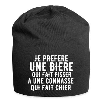 Je préfére une bière - Bonnet en jersey - noir - Devant