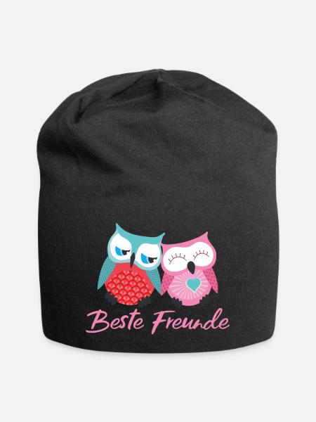 Beste Freunde Eulen rosa - Jersey-Beanie - Schwarz