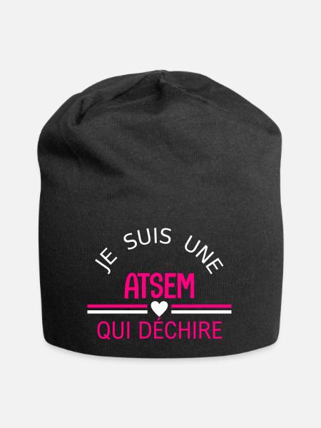 je suis une atsem qui déchire - Bonnet en jersey - noir
