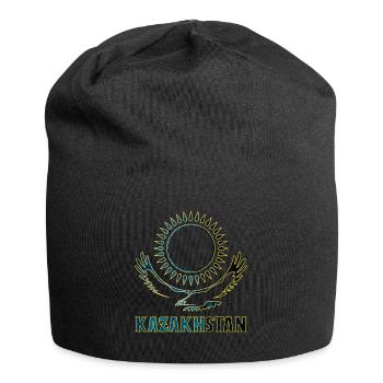 Kazakhstan steppe eagle gift - Jersey Beanie - black - Front
